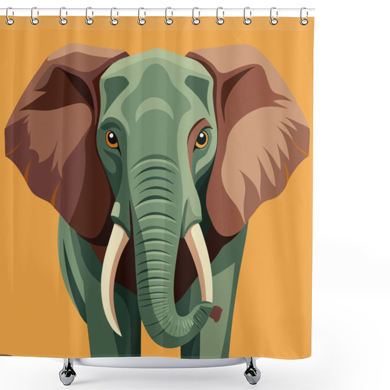 Personality  African Bush Elephant Vector Art Collection With Safari Sunset Scene Shower Curtains