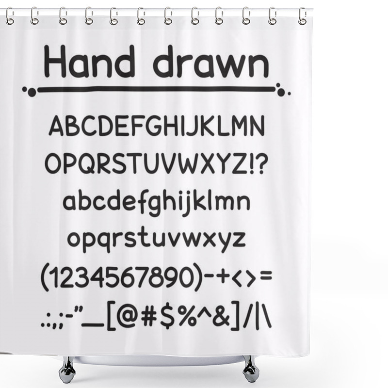 Personality  Hand Drawn Letters And Numbers Shower Curtains