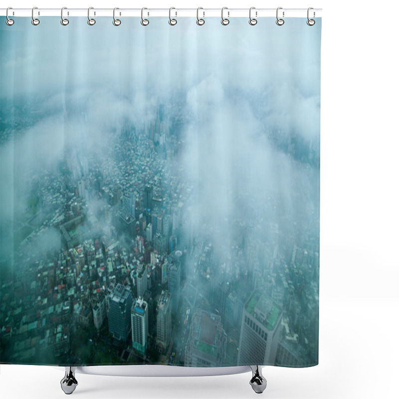 Personality  King Of The Clouds Overlooking Taipei 101 Tower In Taipei, Taiwan Shower Curtains