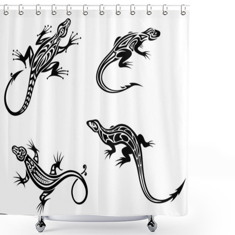 Personality  Black Lizards Shower Curtains