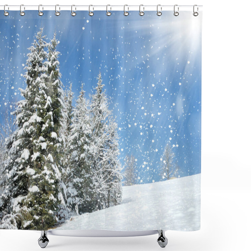 Personality  Beautiful Winter Landscape With Snow Covered Trees Shower Curtains