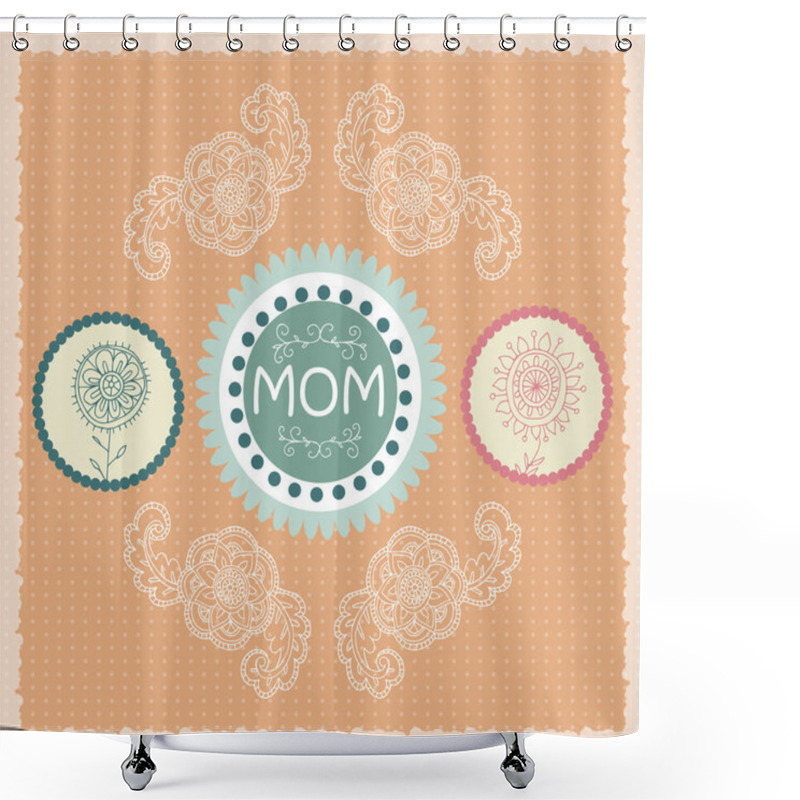 Personality  Mother's Day Greeting Card With Spring Flowers. Vector Illustration Shower Curtains