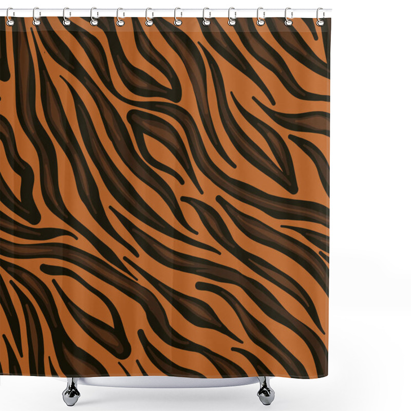 Personality  Trending Animak Skin Pattern: Tiger. Bright Dark Stripes On Orange Bacground. Shower Curtains