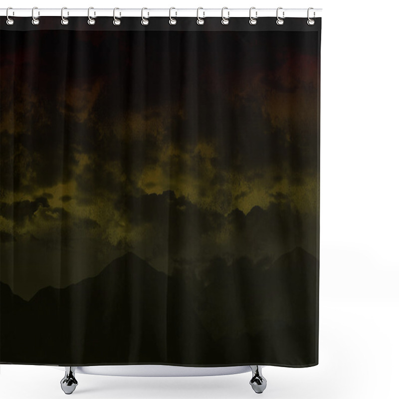 Personality  Dark Night Mountains And Clouds Landscape Background Shower Curtains