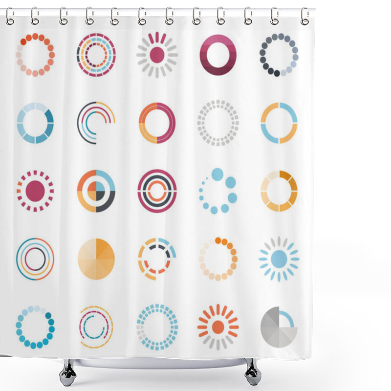 Personality  Loading Circles Flat Style Icon Set Vector Design Shower Curtains