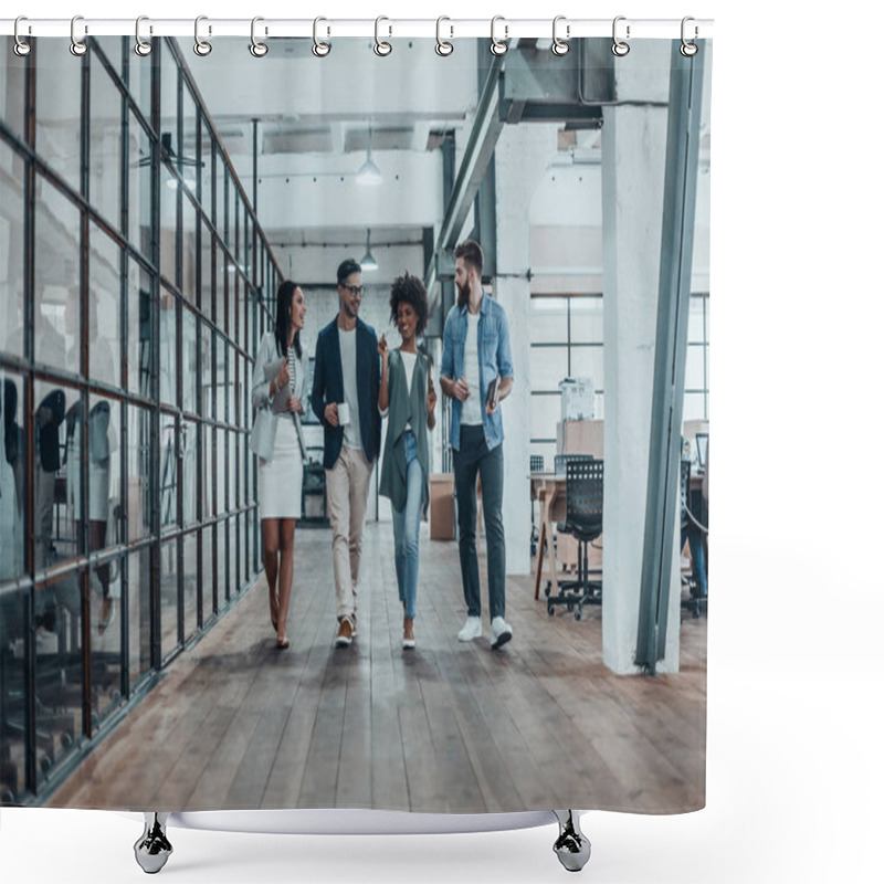 Personality  Business People Walking In Modern Office Shower Curtains