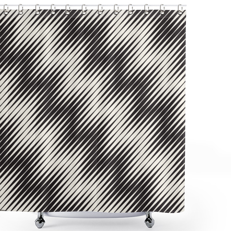 Personality  Wavy Stripes Vector Seamless Pattern. Retro Wavy Engraving Texture. Geometric Zigzag Lines Monochrome Design Shower Curtains