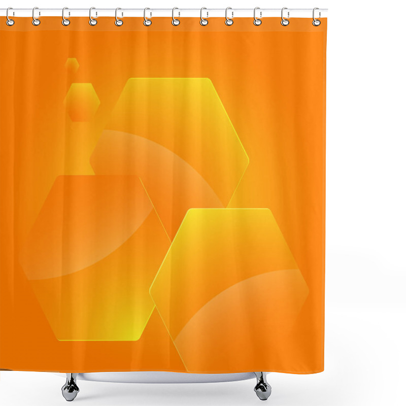 Personality  Design Element Presentation Orange Background Hexagons Shower Curtains