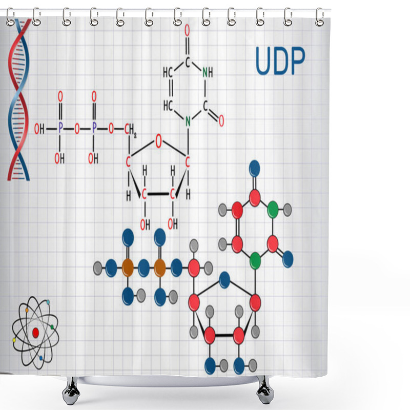 Personality  Uridine Diphosphate UDP Nucleotide Molecule. Structural Chemical Formula And Molecule Model. Sheet Of Paper In A Cage Shower Curtains