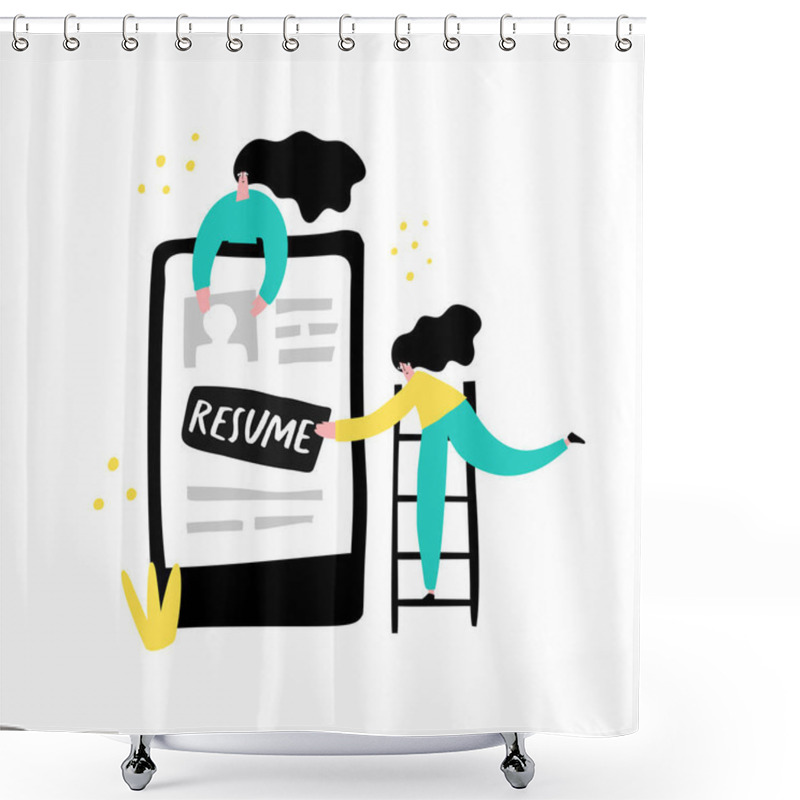 Personality  Job Searching App Hand Drawn Shower Curtains