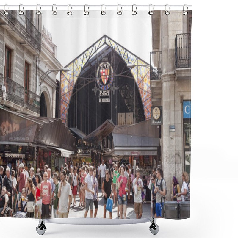 Personality  Boqueria Market - City Market In Barcelona. Entrance From The Ra Shower Curtains