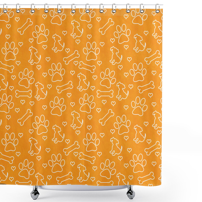 Personality  Orange And White Doggy Tile Pattern Repeat Background Shower Curtains