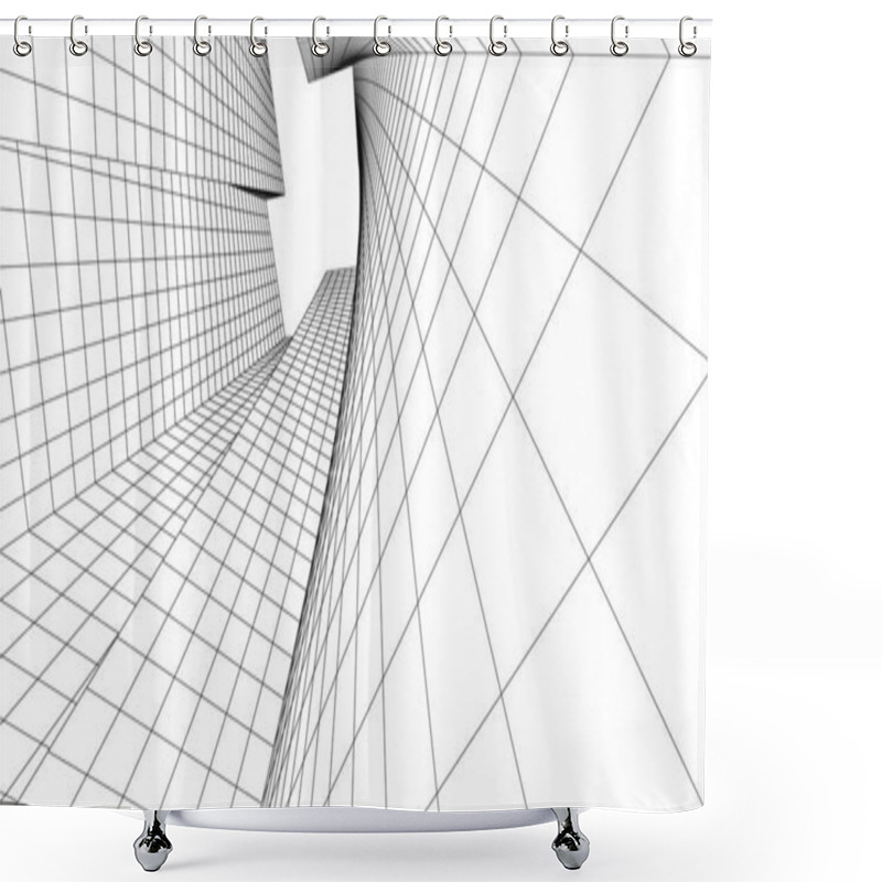 Personality  Abstract Architecture 3d Illustration Background Shower Curtains