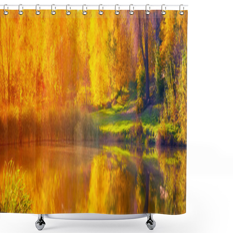 Personality  Autumn Sunrise Wide Lake Shower Curtains