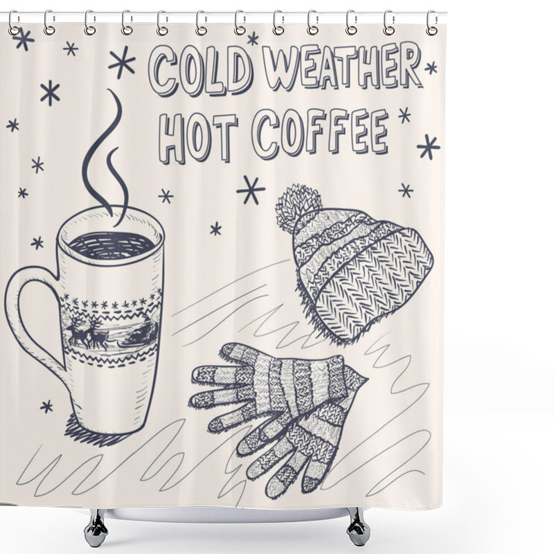 Personality  Sketch Background For A Winter Coffee Shower Curtains