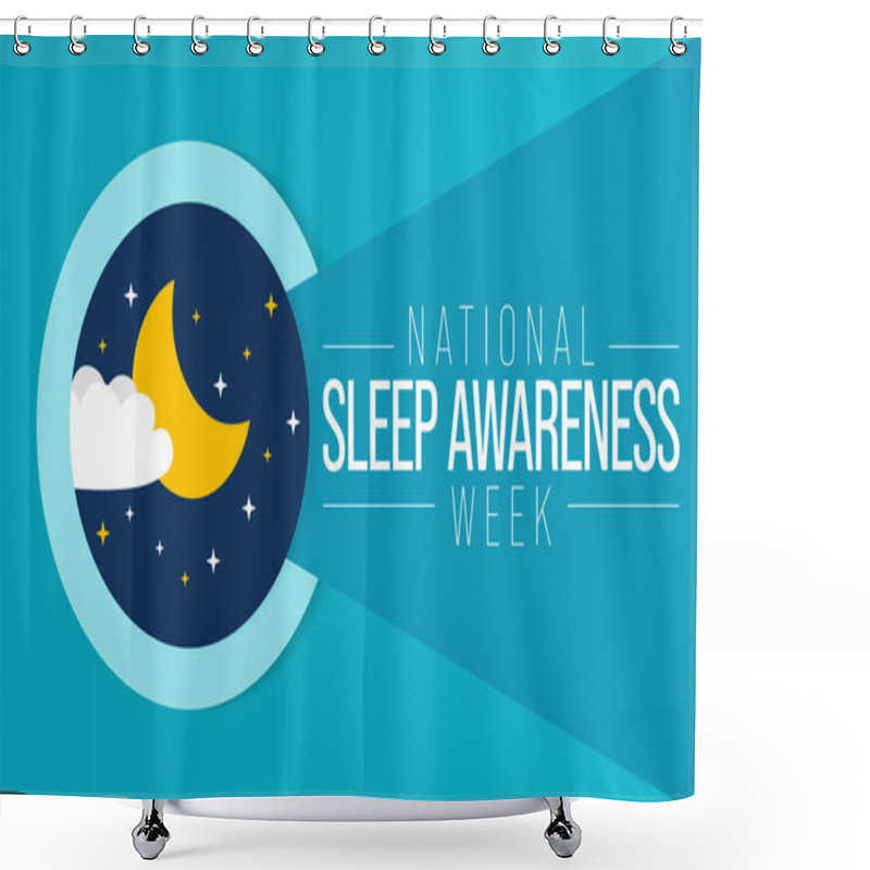 Personality  National Sleep Awareness Week Is Observed Every Year In March, Intended To Be A Celebration Of Sleep And A Call To Action On Important Issues Related To Sleep. Vector Illustration Shower Curtains