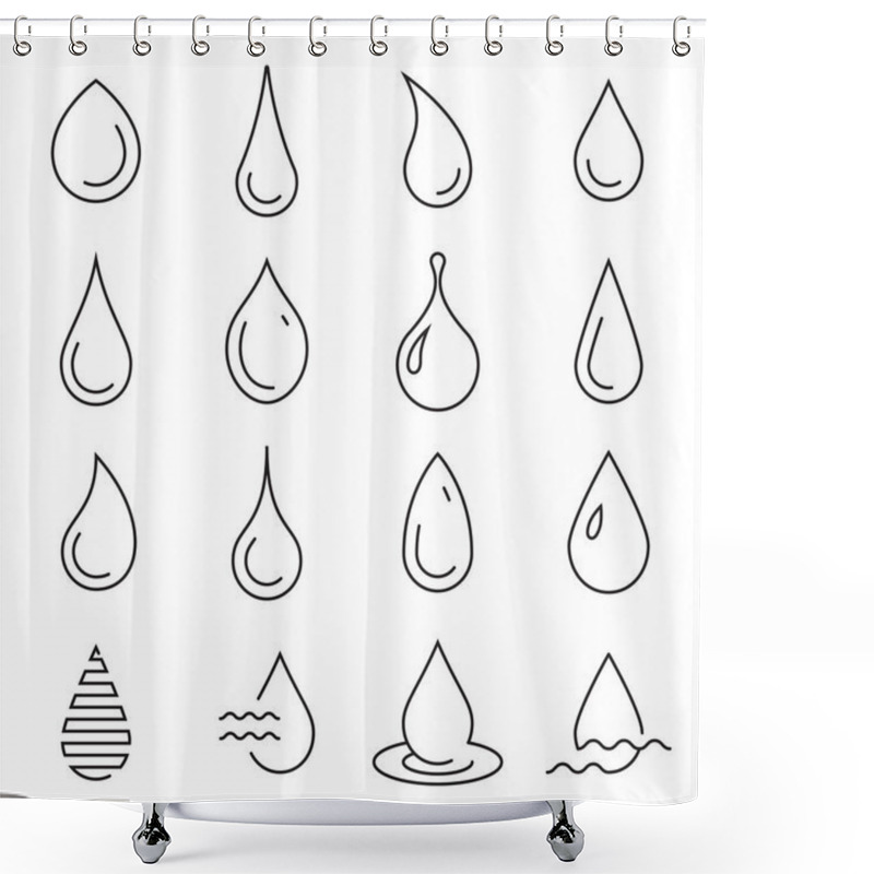 Personality  Collection Of Linear Droplet Icons Isolated On A White Background Shower Curtains