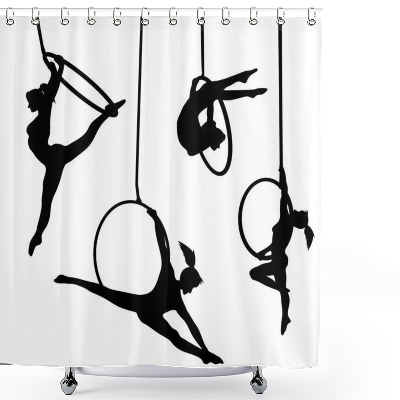 Personality  Aerial Hoop Silhouette Artist Shower Curtains