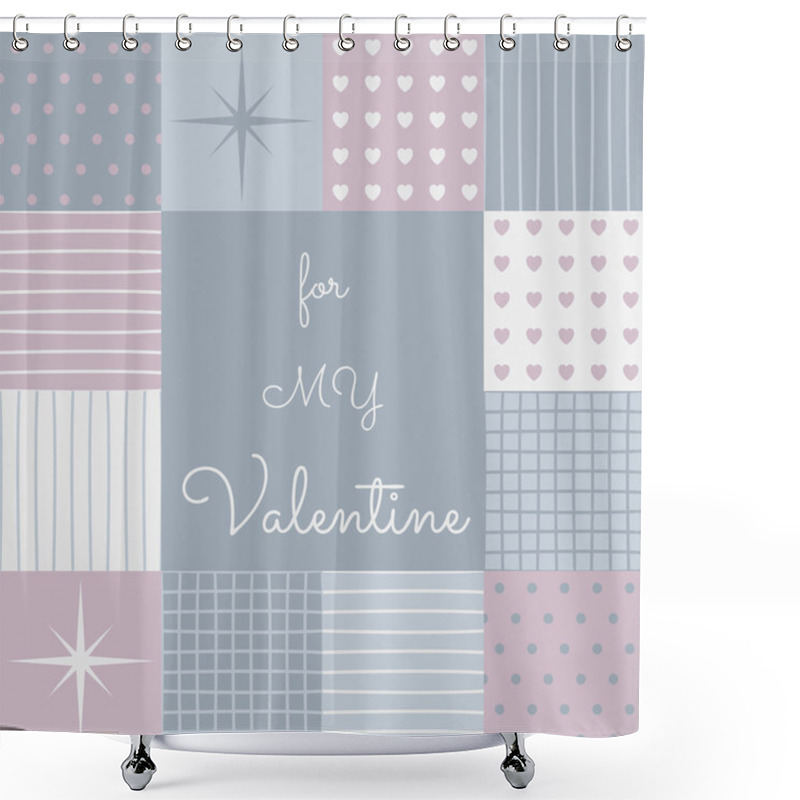 Personality  Sensual Patchwork For A Valentines Day With The Template Surface In The Middle. Shower Curtains