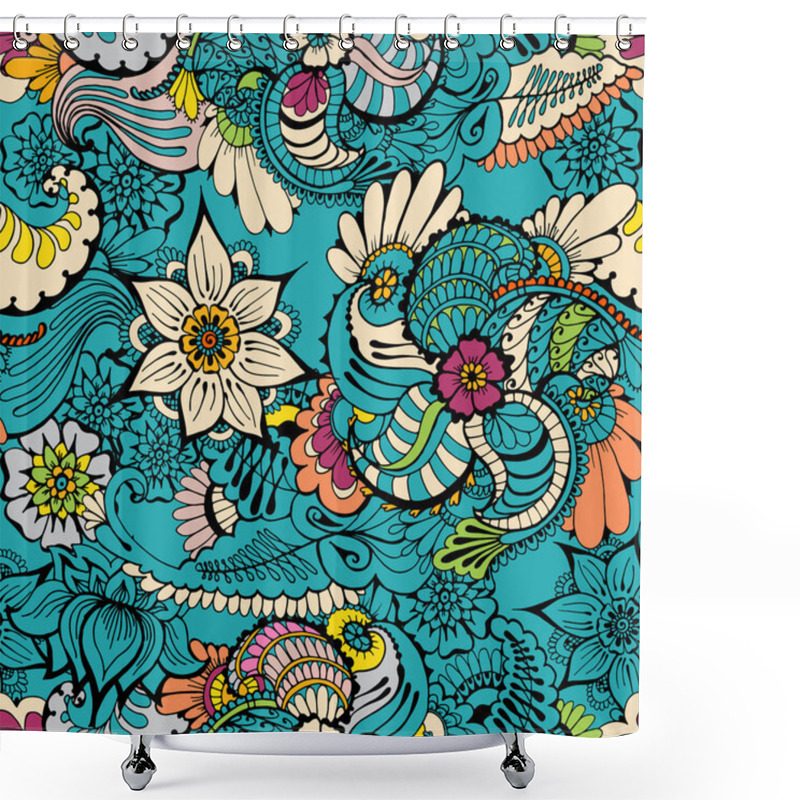 Personality  Mehndy Flowers Pattern Shower Curtains