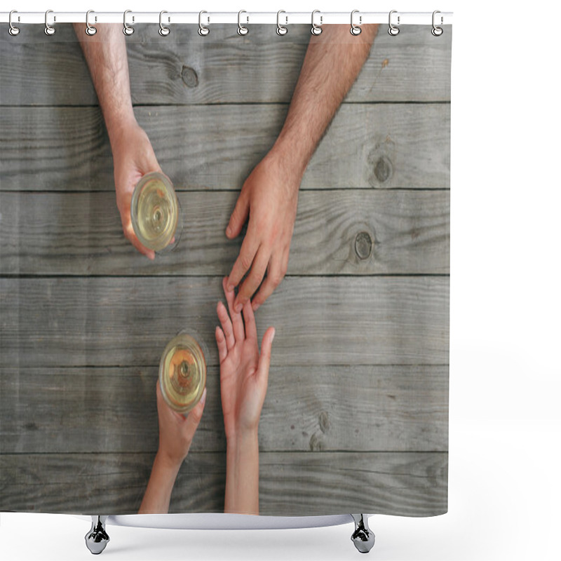 Personality  Loving Couple Holding Hands Shower Curtains