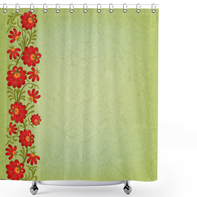 Personality  Abstract Grunge Background With Floral Ornament Shower Curtains