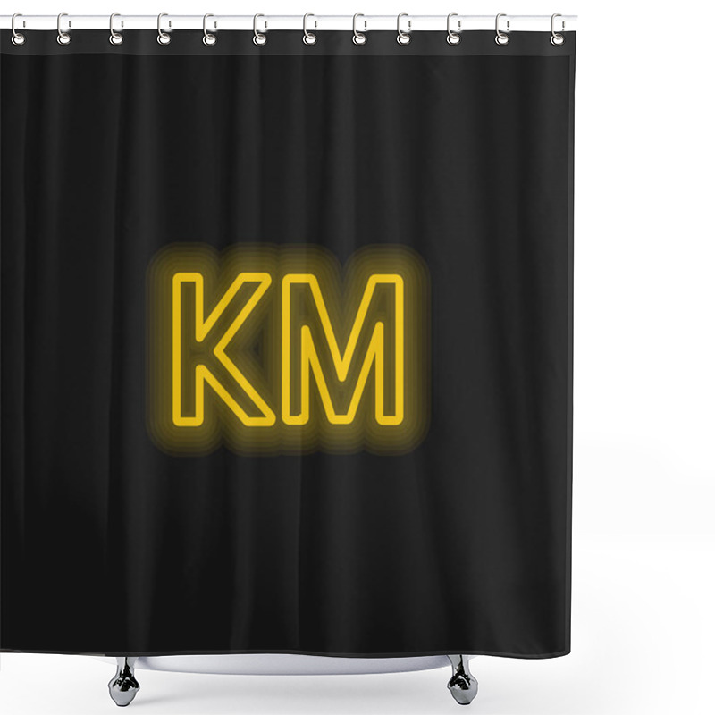 Personality  Bosnia Herzegovina Convertible Marka Currency Symbol Yellow Glowing Neon Icon Shower Curtains