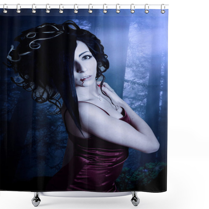 Personality  Young Beautiful Witch. Halloween Day Creative Hair And Make Shower Curtains