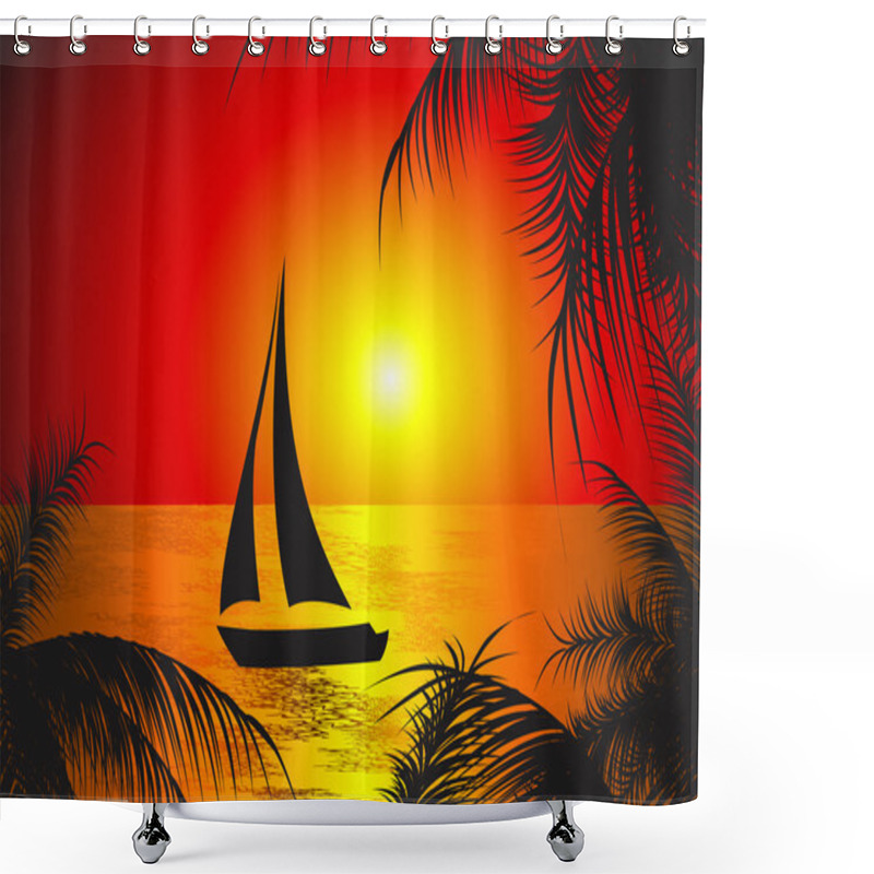 Personality  Yaght In The Sunset Shower Curtains