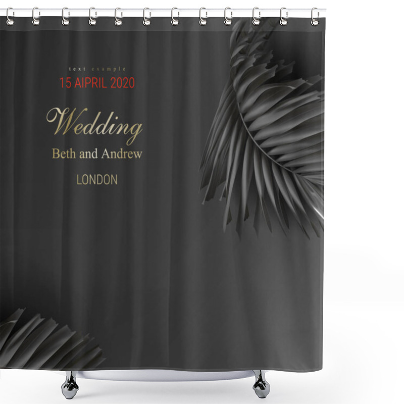 Personality  Tropical Black Palm Leaves On Dark Background Shower Curtains