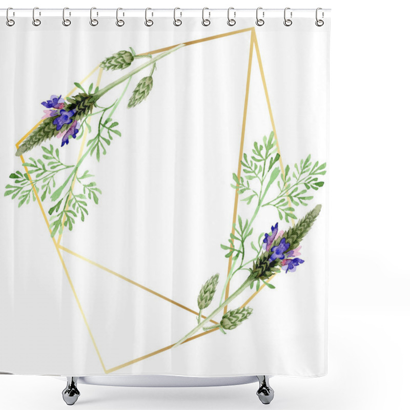 Personality  Blue Violet Lavender Floral Botanical Flower. Wild Spring Leaf Wildflower Isolated. Watercolor Background Illustration Set. Watercolour Drawing Fashion Aquarelle. Frame Border Ornament Square. Shower Curtains