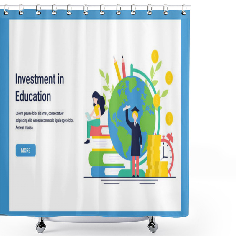 Personality  Investment In Education, Globe, Coins, Clock, Books Shower Curtains