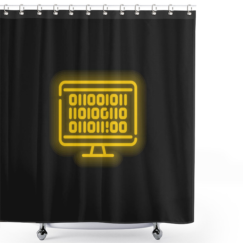 Personality  Binary Yellow Glowing Neon Icon Shower Curtains