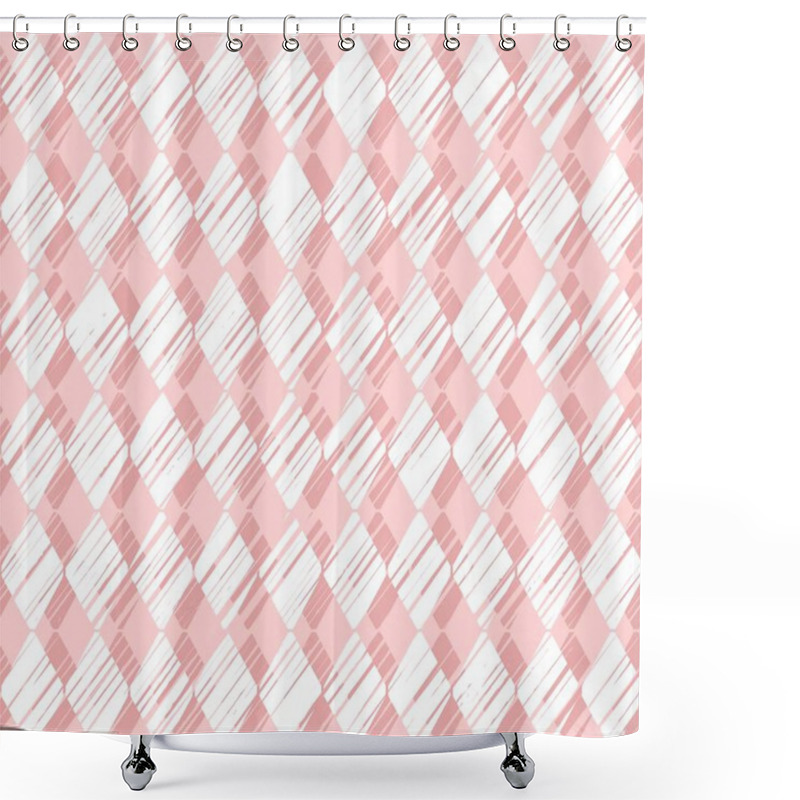 Personality  Diamonds, Crosshatch Pattern, Pink, Seamless Background, Vector.  Shower Curtains