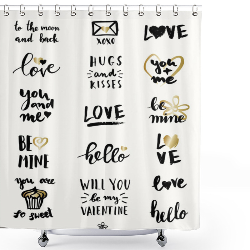 Personality  Valentines Day Typographic Designs Shower Curtains