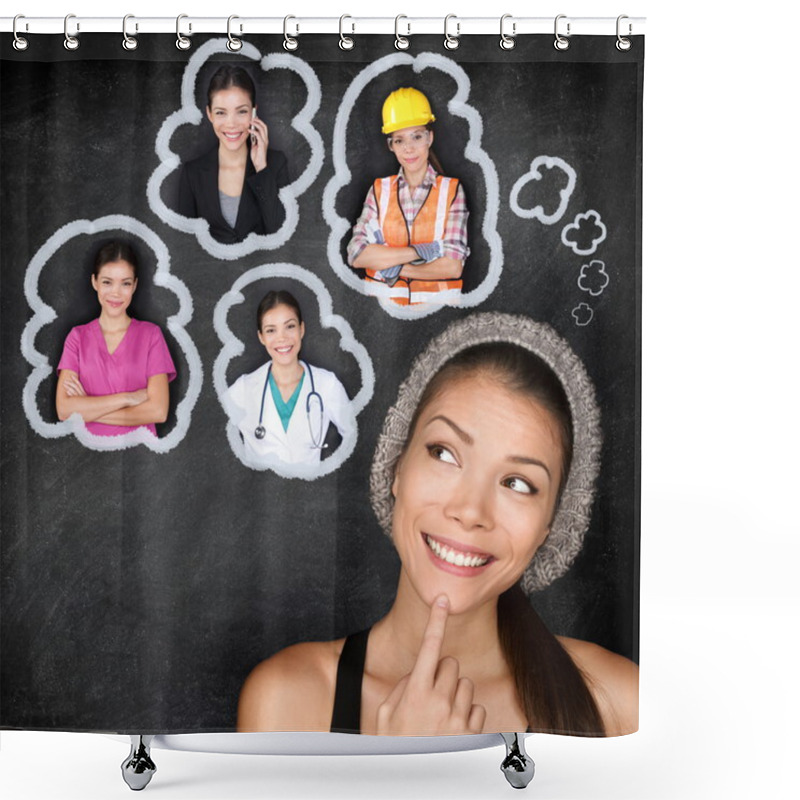 Personality  Career Choice Options - Student Thinking Of Future Shower Curtains