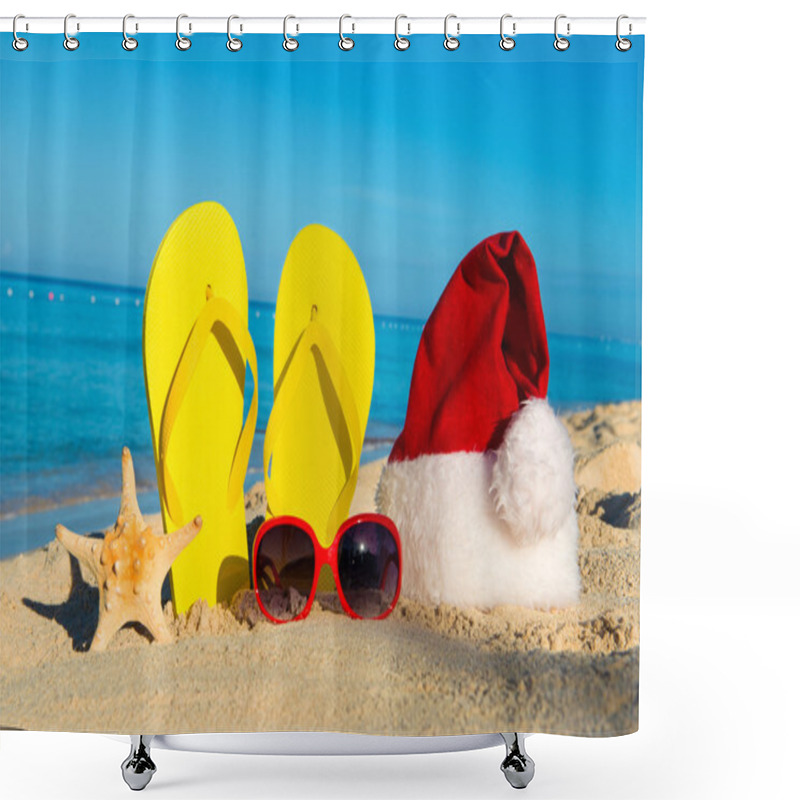 Personality  The Concept Of Celebrating The New Year And Christmas Holidays At Sea Shower Curtains