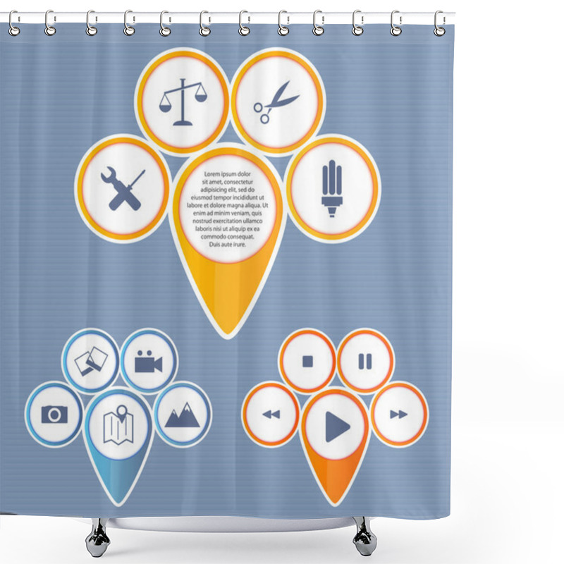 Personality  Vector Set Of Web Buttons. Shower Curtains