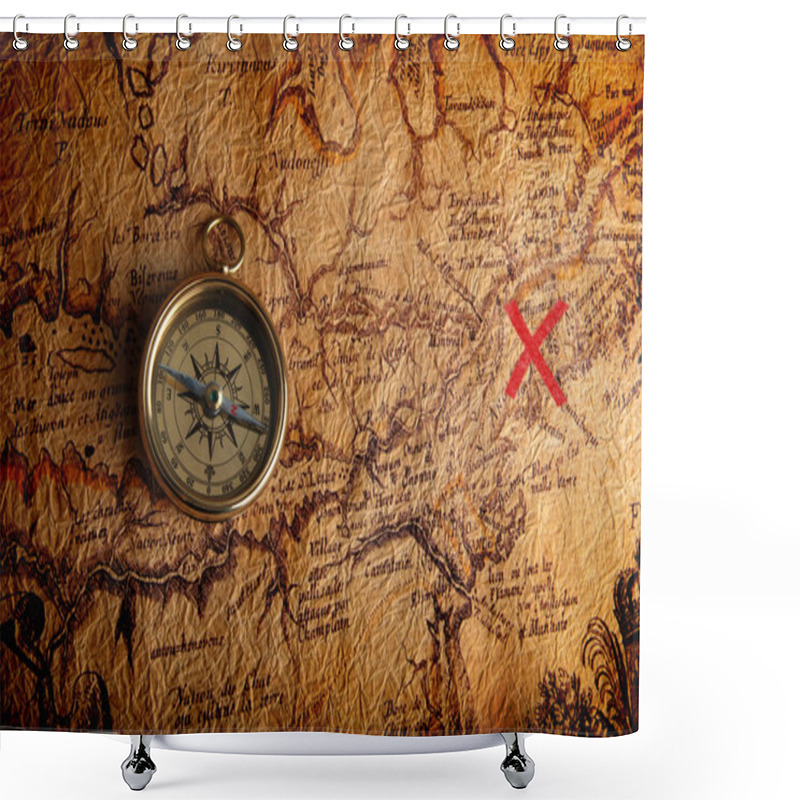 Personality  Compass And A Map Shower Curtains