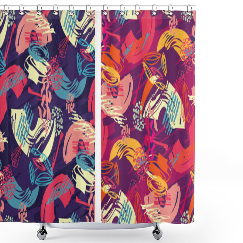 Personality  Creative Doodle Art Seamless Pattern With Different Shapes And Textures. Collage. Vector Shower Curtains