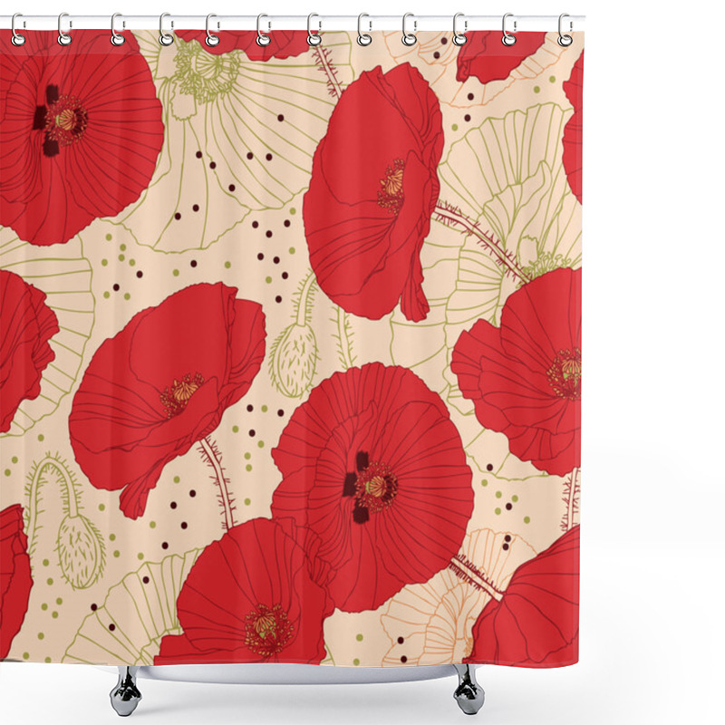 Personality  Poppy Pattern Shower Curtains