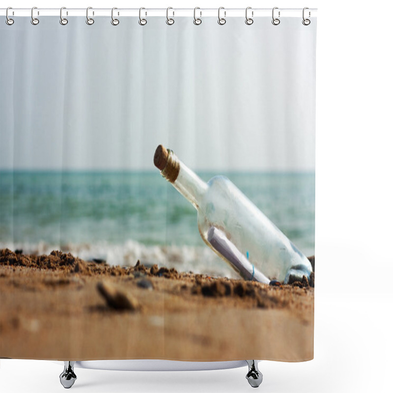 Personality  A Letter In A Bottle On The Shore,cast Out By Ocean Or Sea Shower Curtains