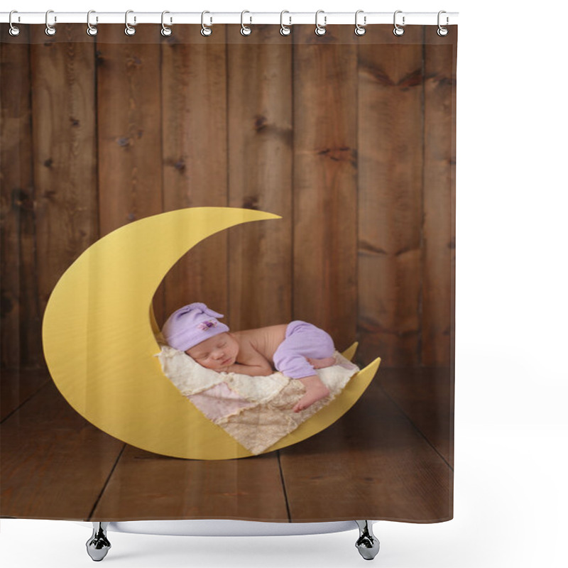 Personality  Newborn Girl Sleeping On The Moon Shower Curtains