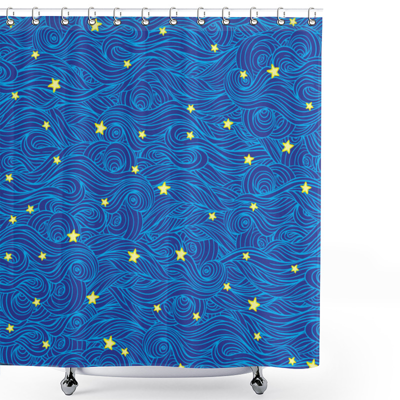 Personality  Pattern With Stars And Clouds Shower Curtains