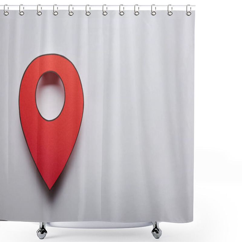 Personality  Red Geolocation Icon On Grey Background Shower Curtains