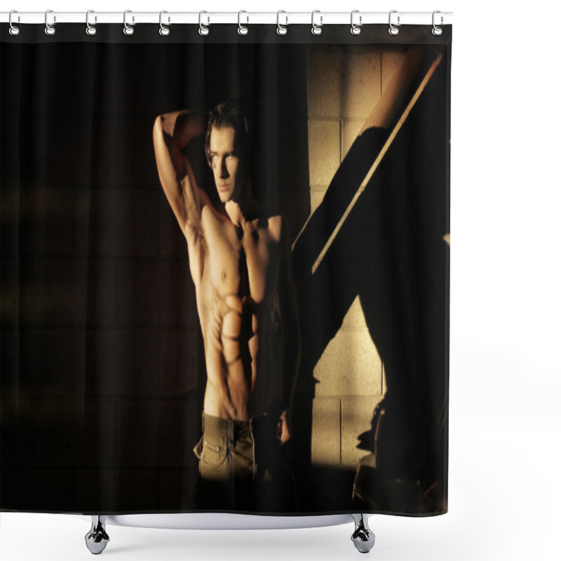 Personality  Muscular Man In Shadow Shower Curtains