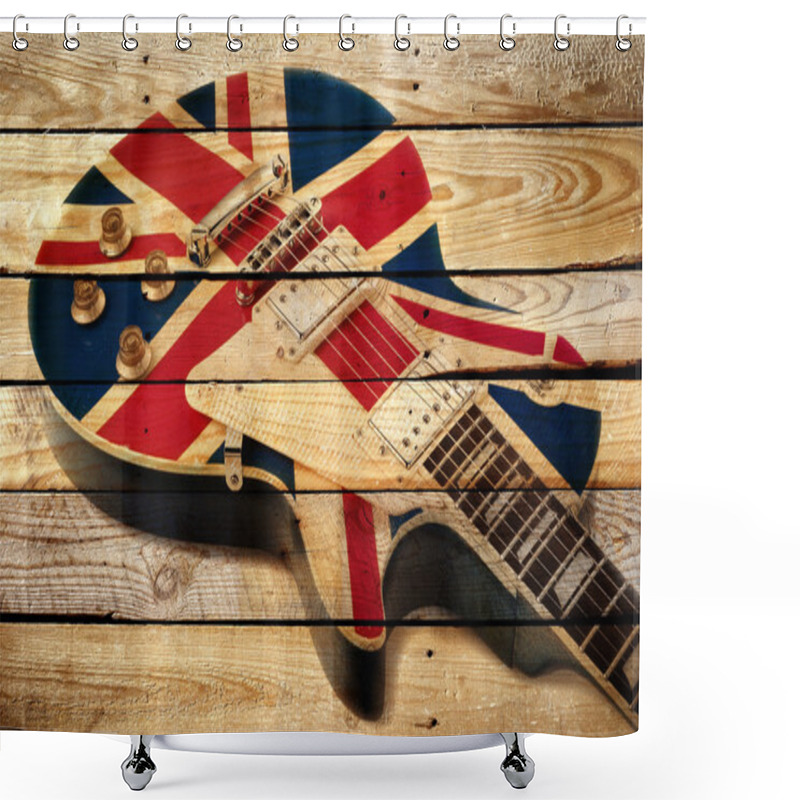 Personality  British Electric Guitar Print On Wood Shower Curtains