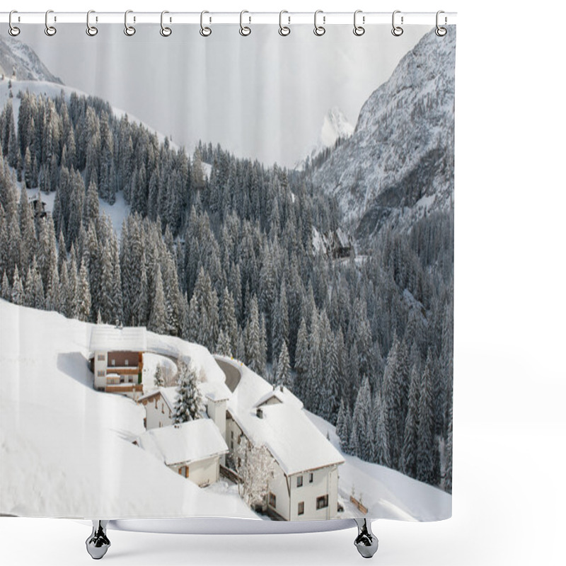 Personality  Chalets On The Side Of A Mountain, Near The Village Of Warth-Schrocken, In Austria Shower Curtains