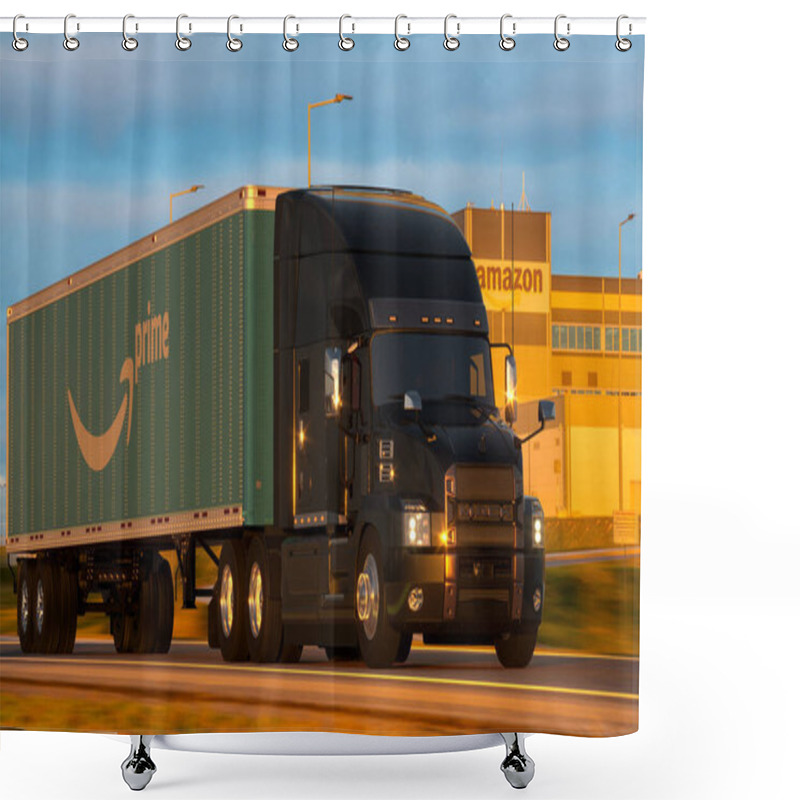 Personality  Mack Anthem With Amazon Trailer At Logistics Centre Shower Curtains