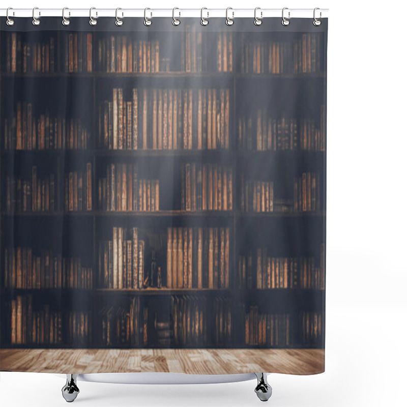 Personality  Blurred Bookshelf Many Old Books In A Book Shop Or Library Shower Curtains